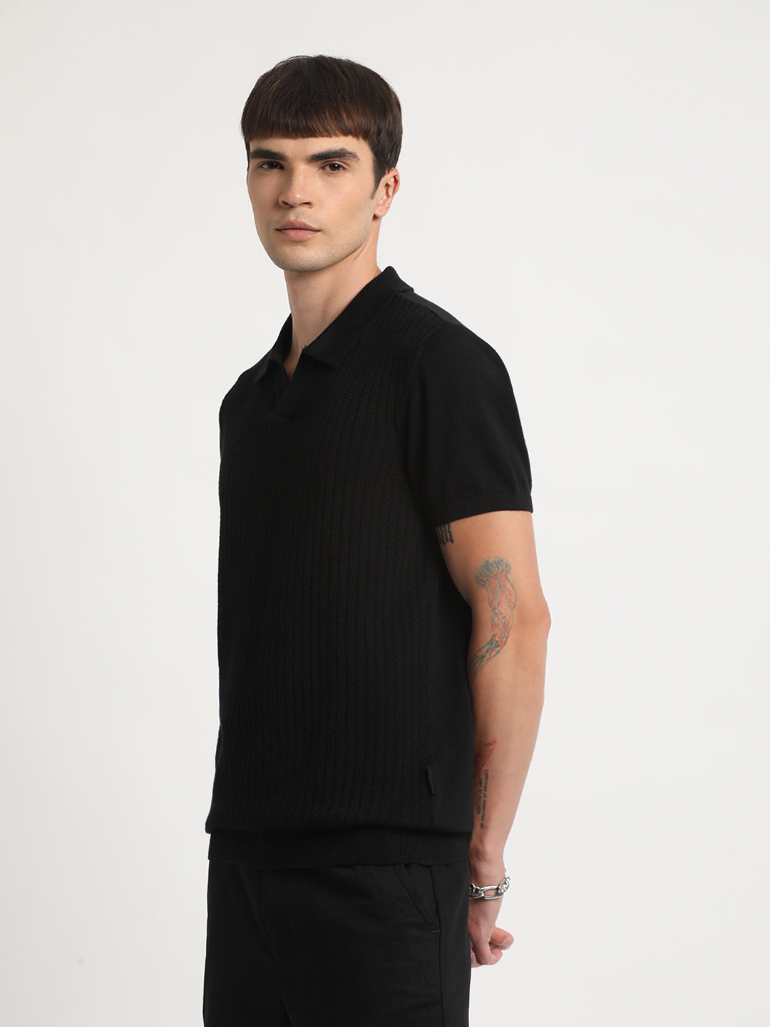Men Black Polo T-Shirt