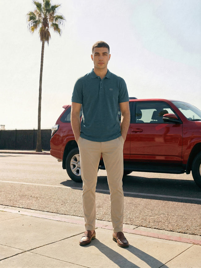 Men Green Solid Cotton Polo