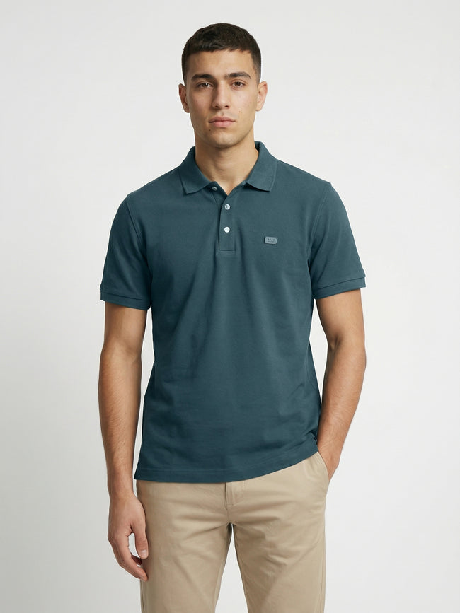 Men Green Solid Cotton Polo