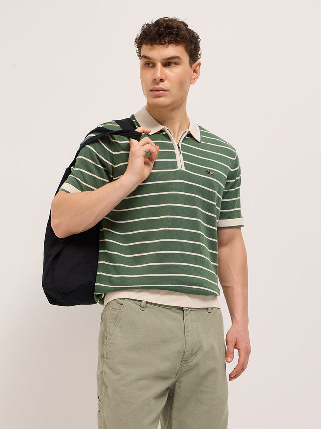 Men Green Slim Fit Polo