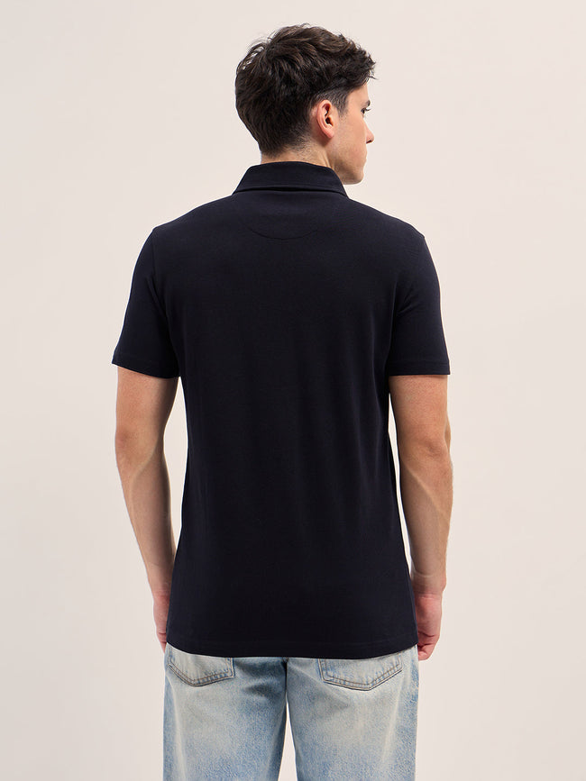 Men Black Regular Fit Polo T-Shirt