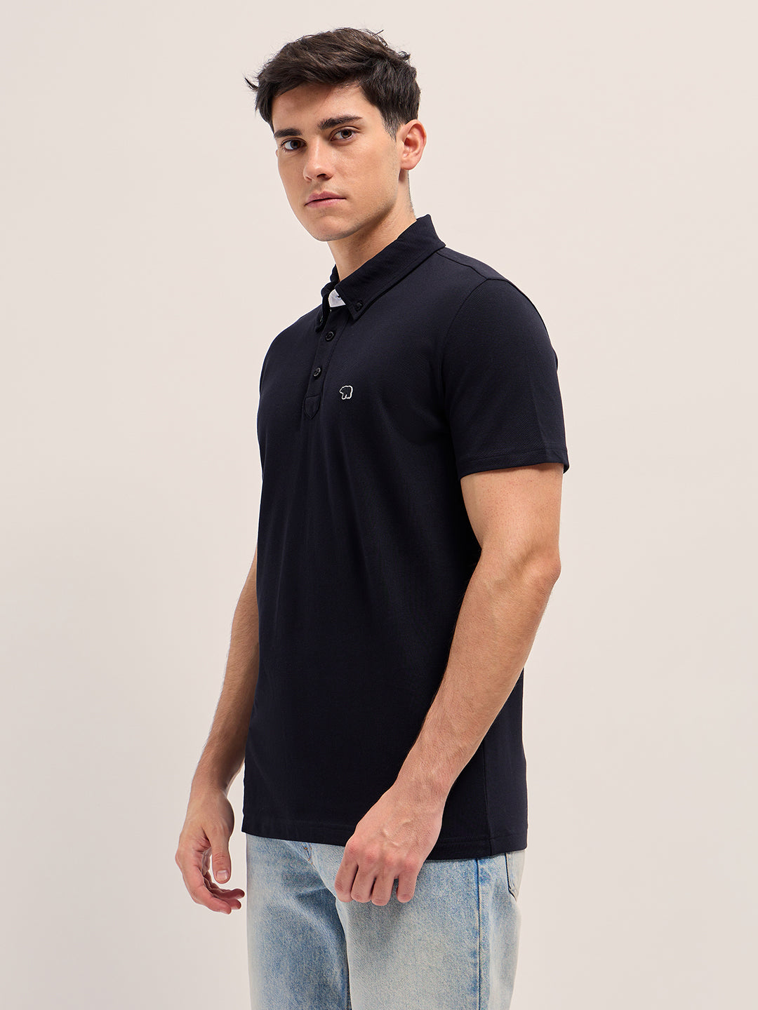 Men Black Regular Fit Polo T-Shirt