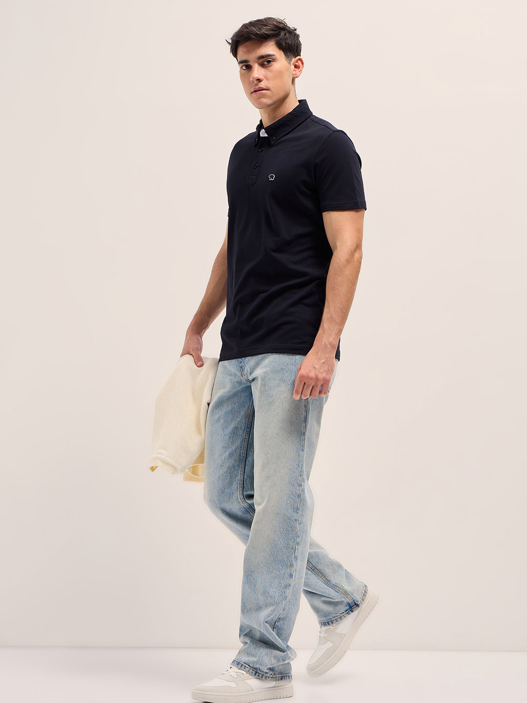 Men Black Regular Fit Polo T-Shirt