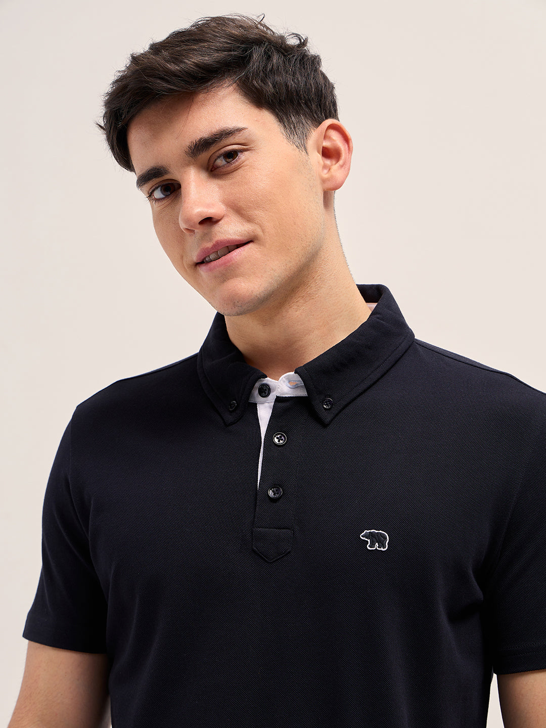Men Black Regular Fit Polo T-Shirt
