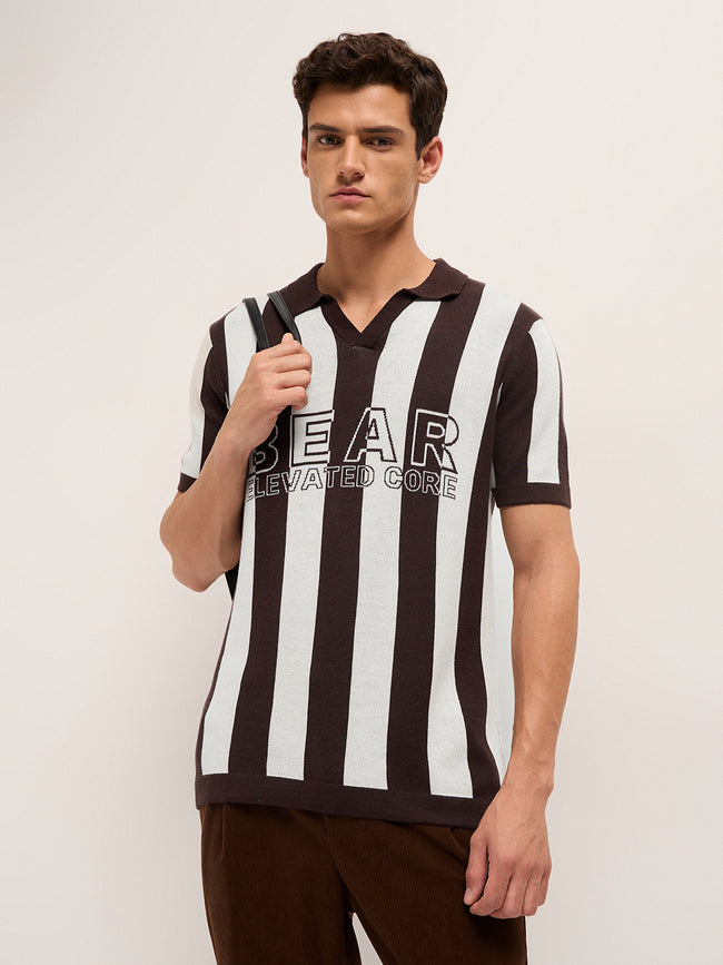 Men Cotton Striped Polo T-Shirt