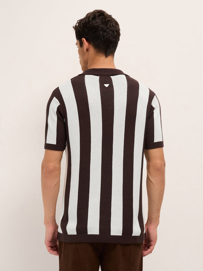 Men Cotton Striped Polo T-Shirt