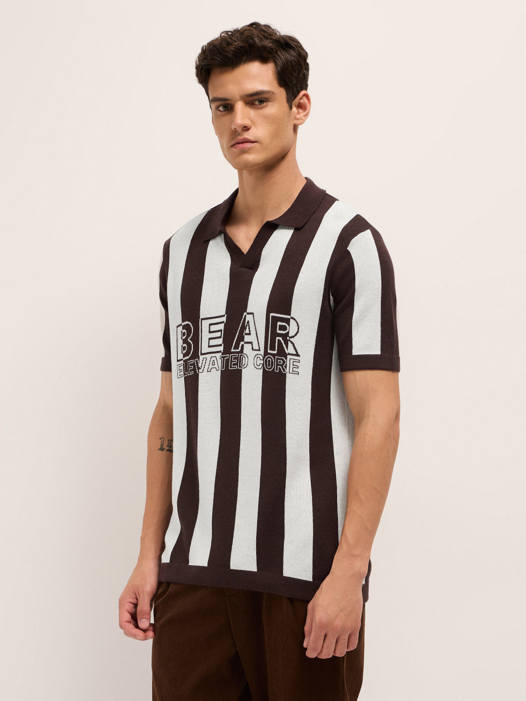 Men Cotton Striped Polo T-Shirt