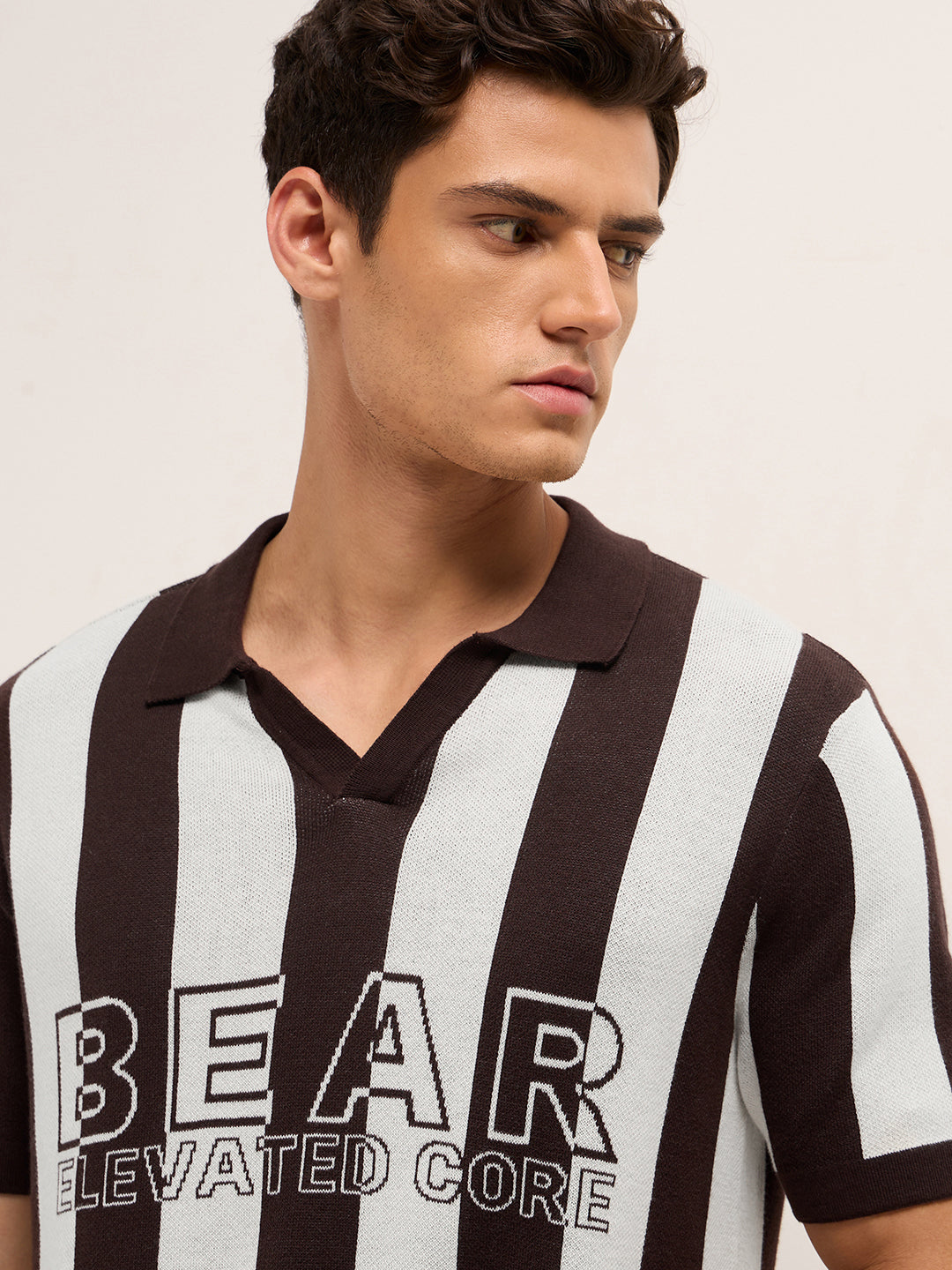 Men Cotton Striped Polo T-Shirt