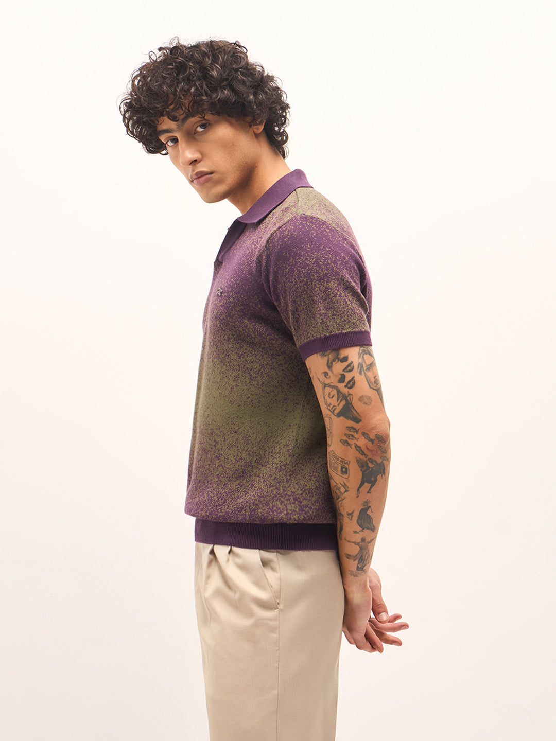 Men Purple Slim Fit Polo