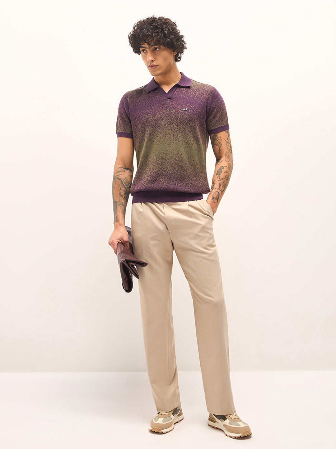 Men Purple Slim Fit Polo