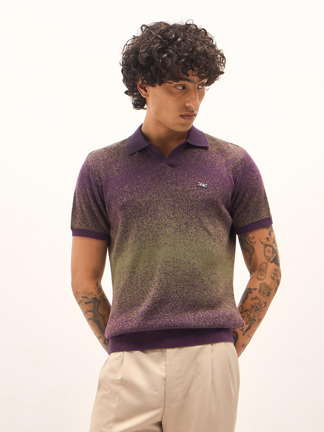 Men Purple Slim Fit Polo