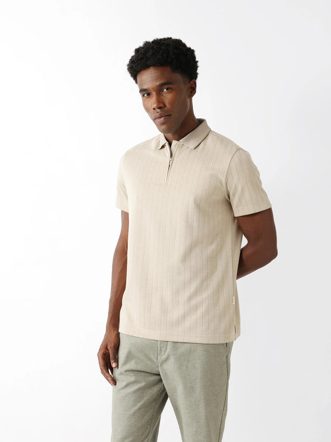 Men Beige Regular Fit Polo