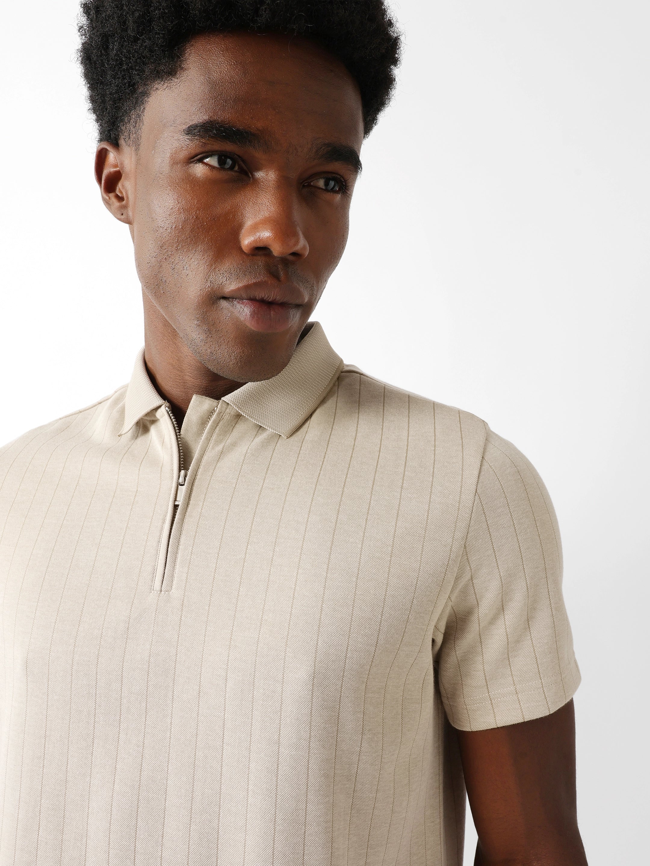 Men Beige Regular Fit Polo