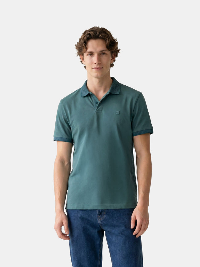 Men Green Solid Cotton Polo T-Shirt