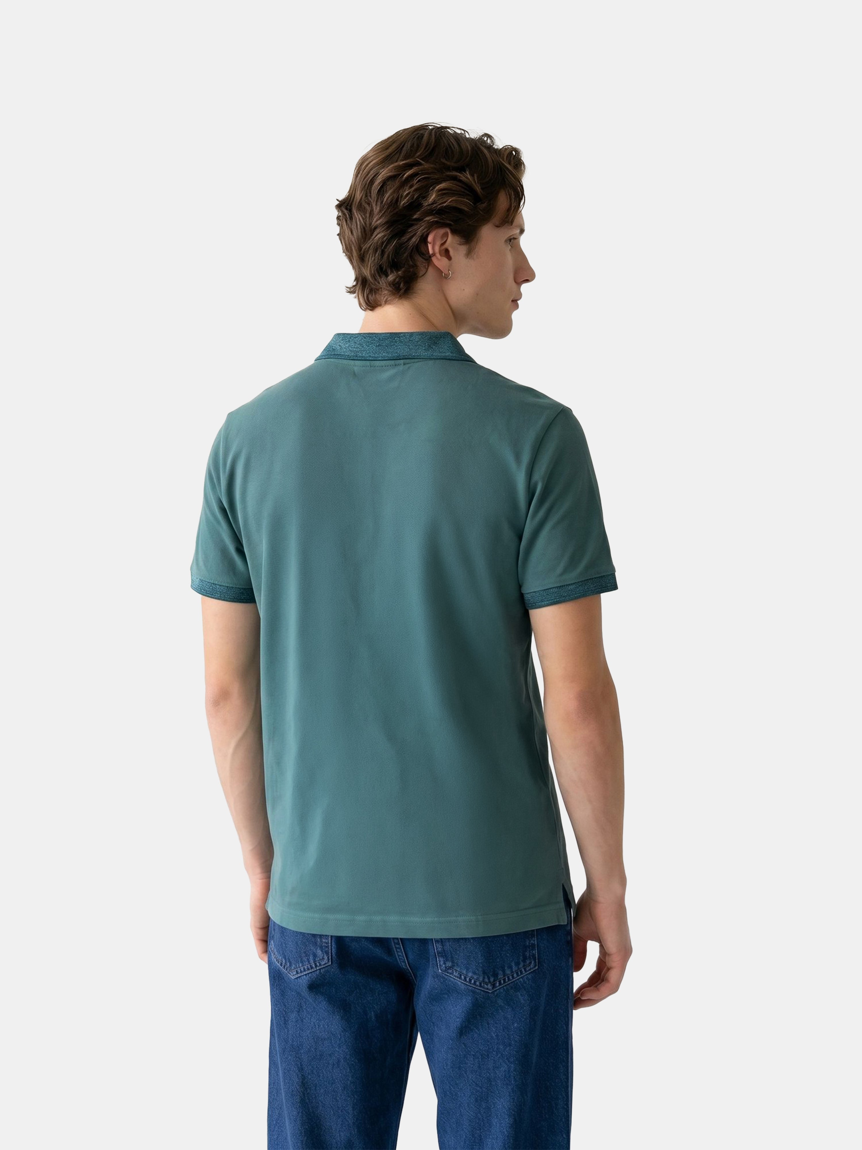 Men Green Solid Cotton Polo T-Shirt