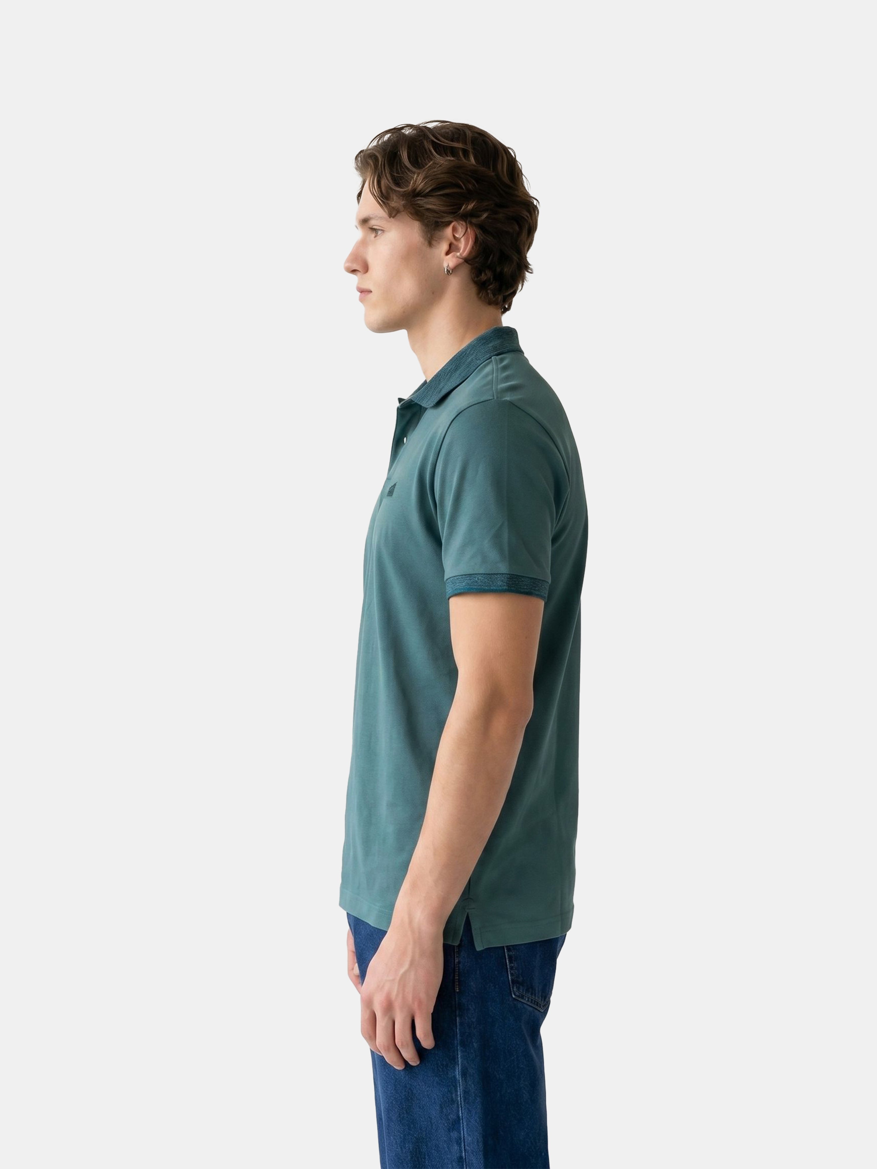Men Green Solid Cotton Polo T-Shirt