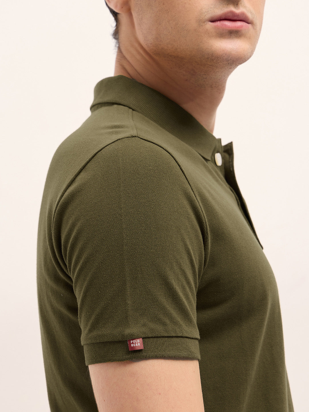 Men Dark Green Solid Regular Fit Polo