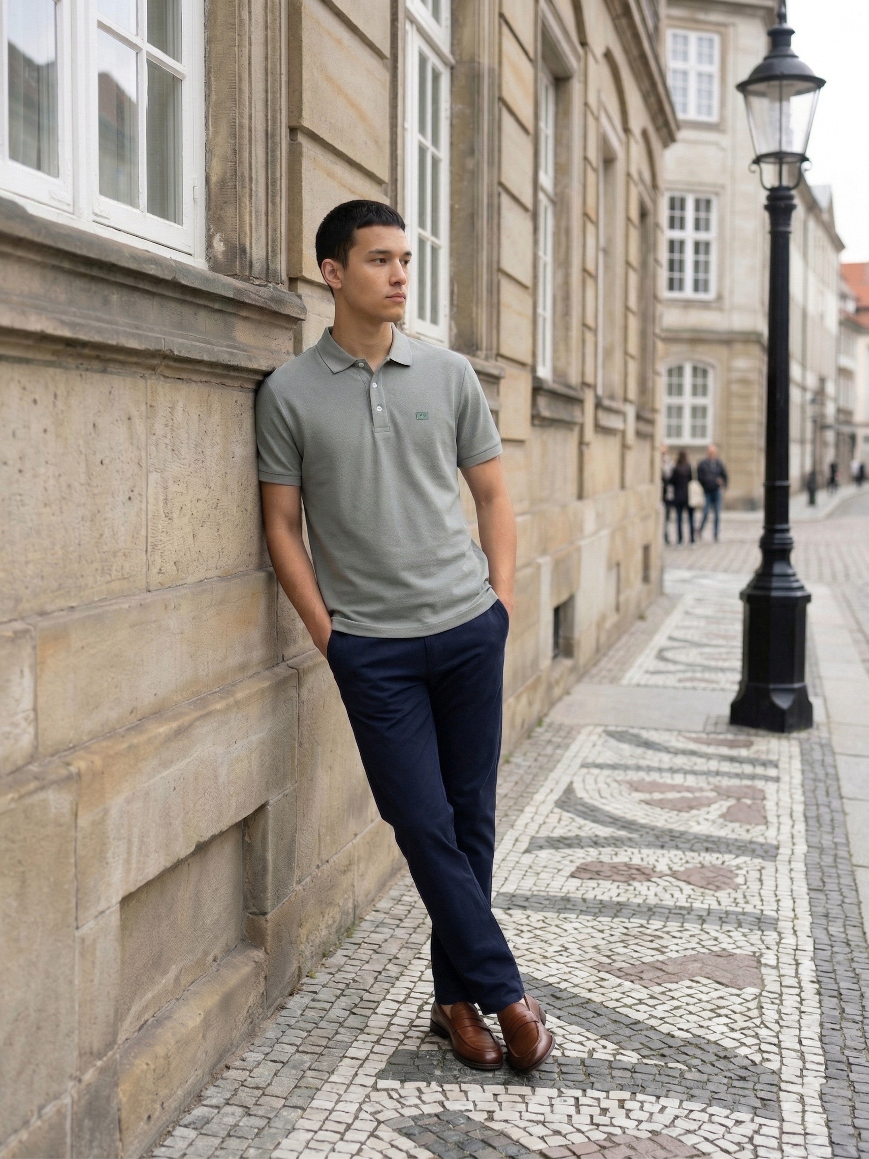 Men Green Solid Cotton Polo T-Shirt