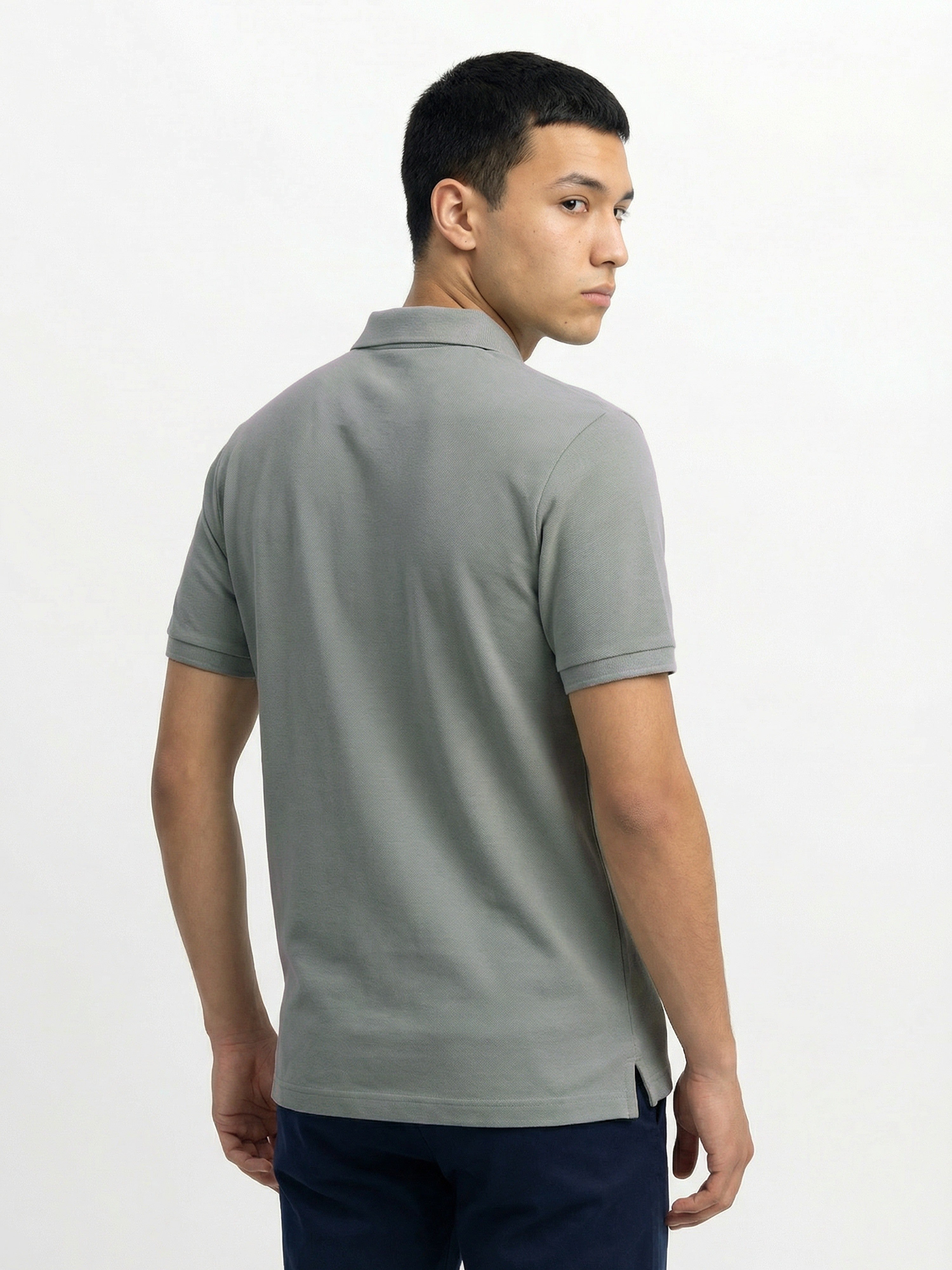 Men Green Solid Cotton Polo T-Shirt
