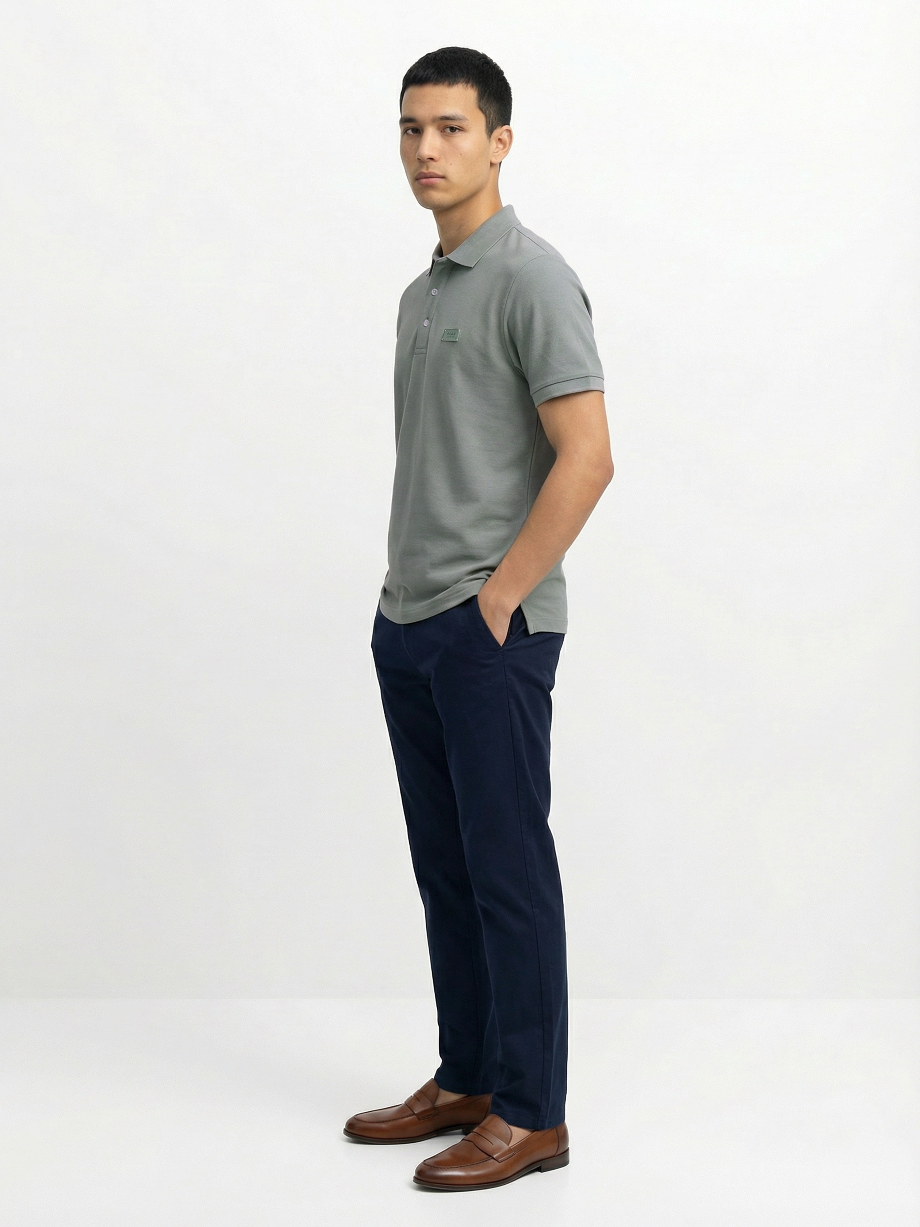 Men Green Solid Cotton Polo T-Shirt