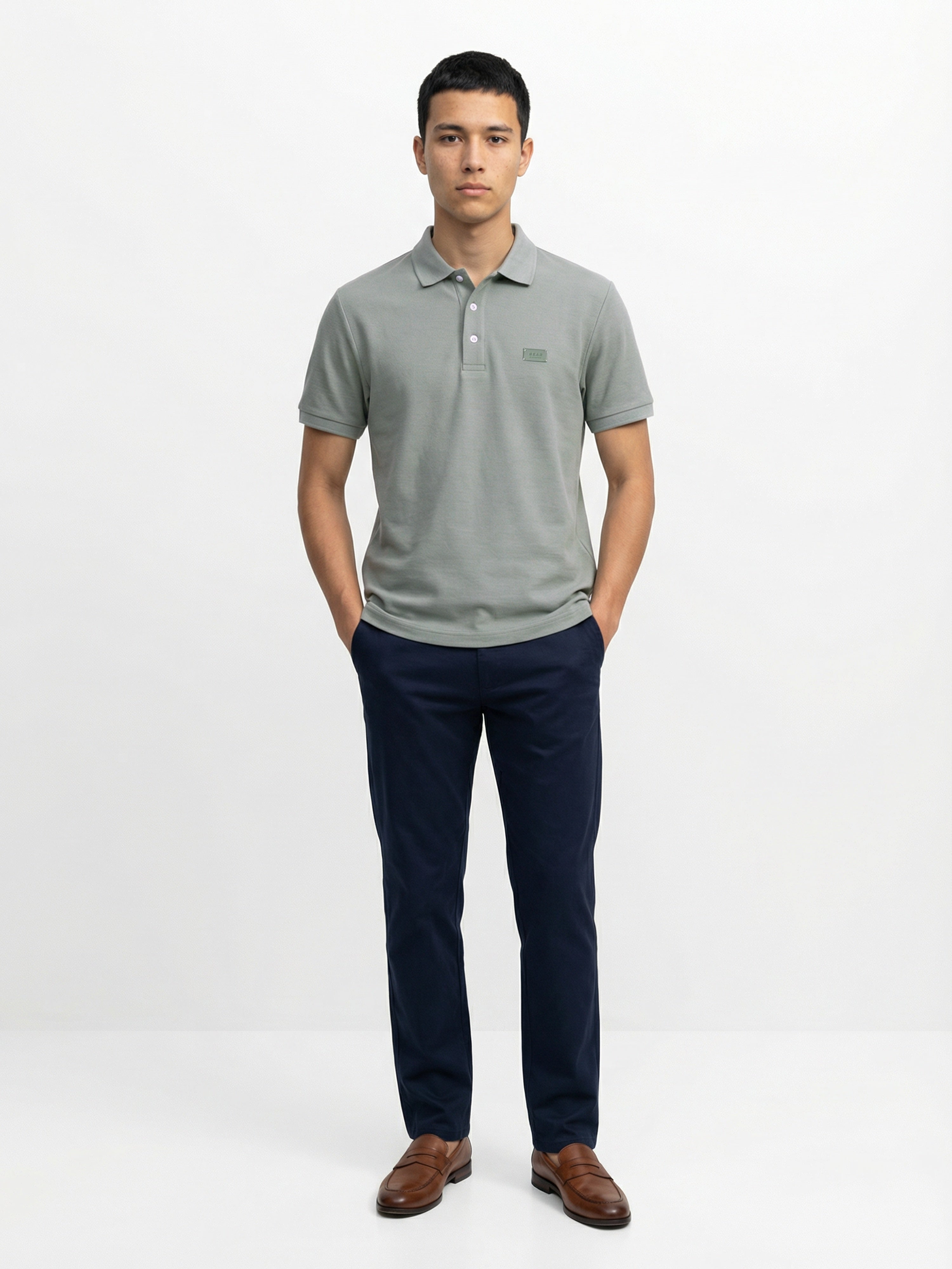 Men Green Solid Cotton Polo T-Shirt