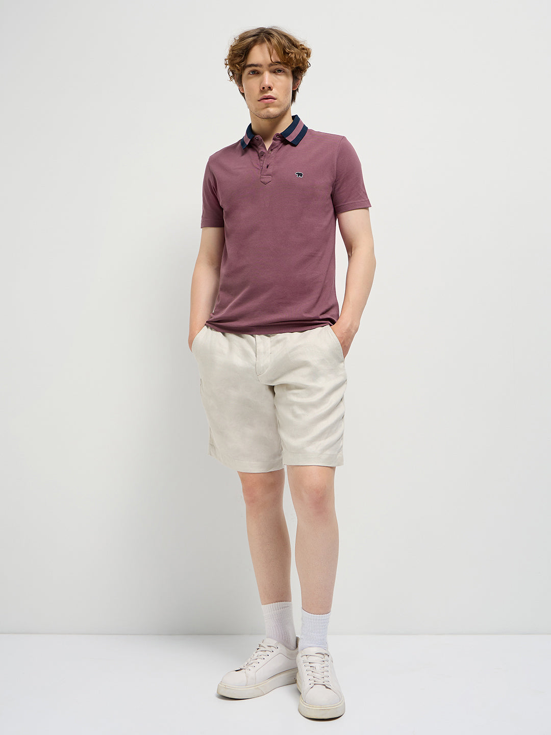 Men Purple Polo T-shirt