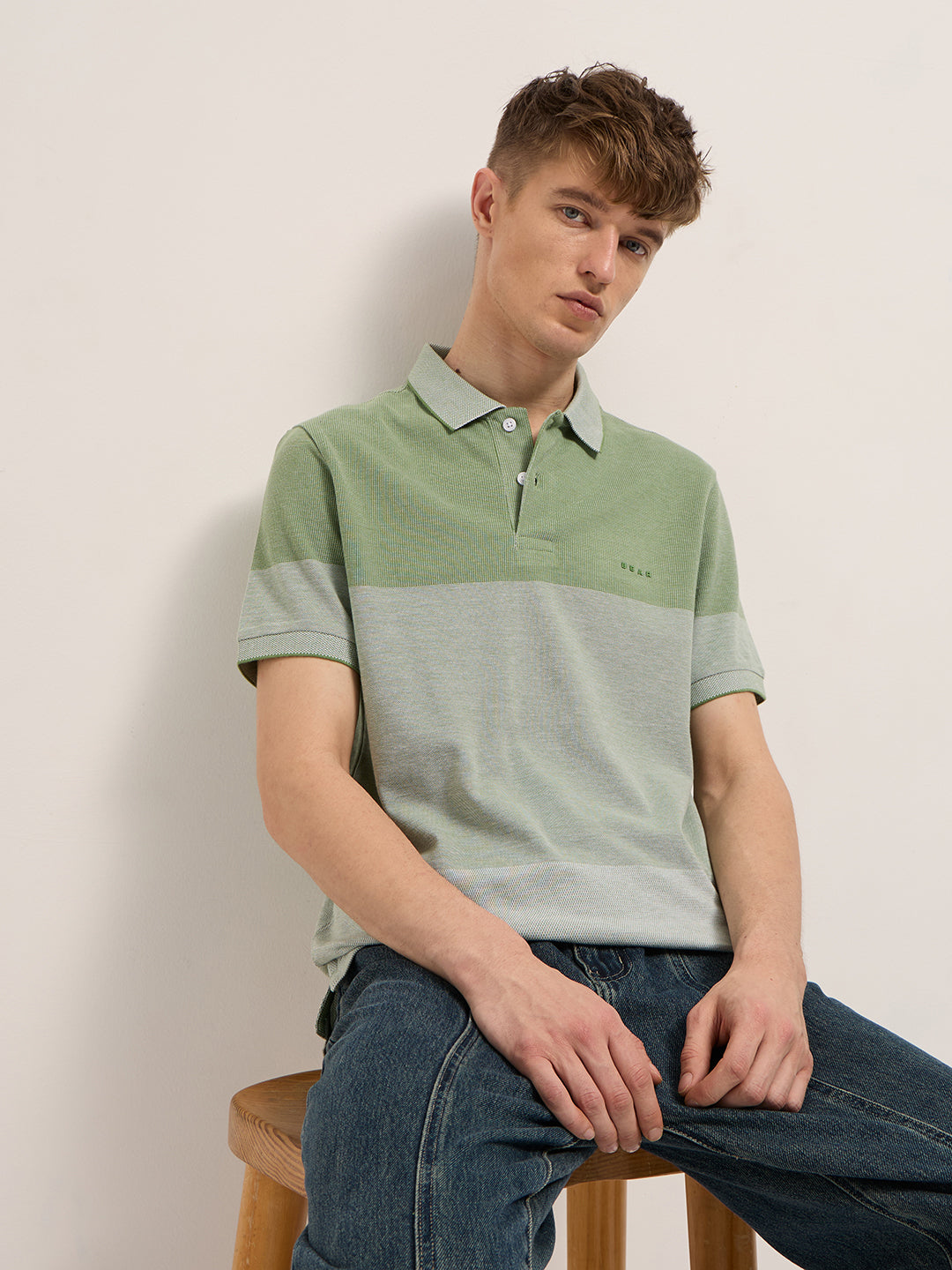 Men Green Slim Fit Polo