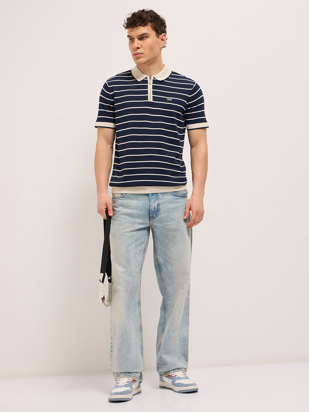 Men Navy Blue Slim Fit Polo
