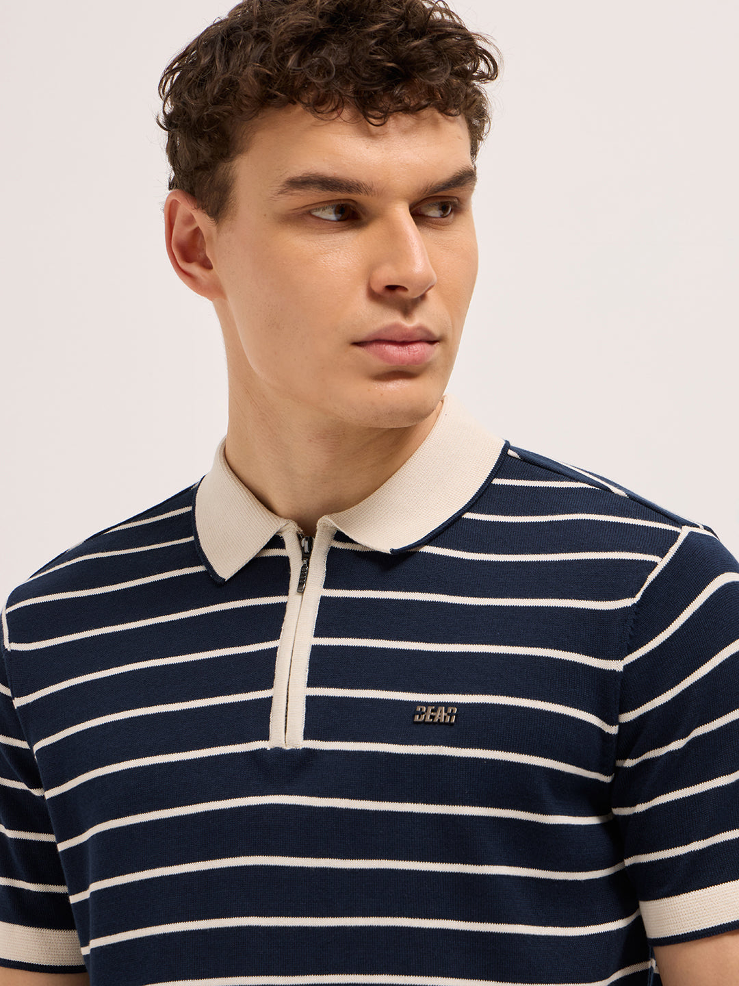 Men Navy Blue Slim Fit Polo