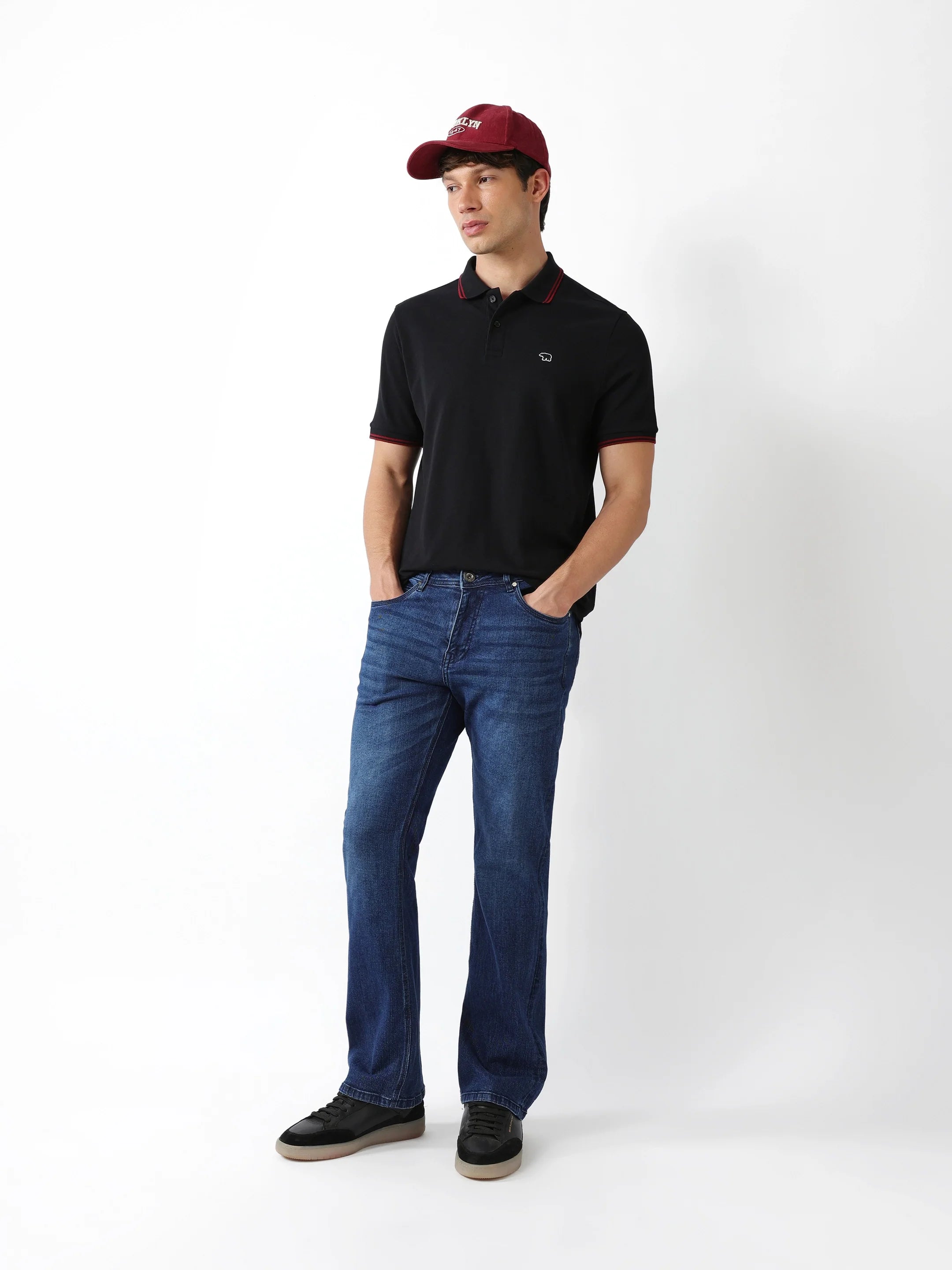 Men Black Solid Polo