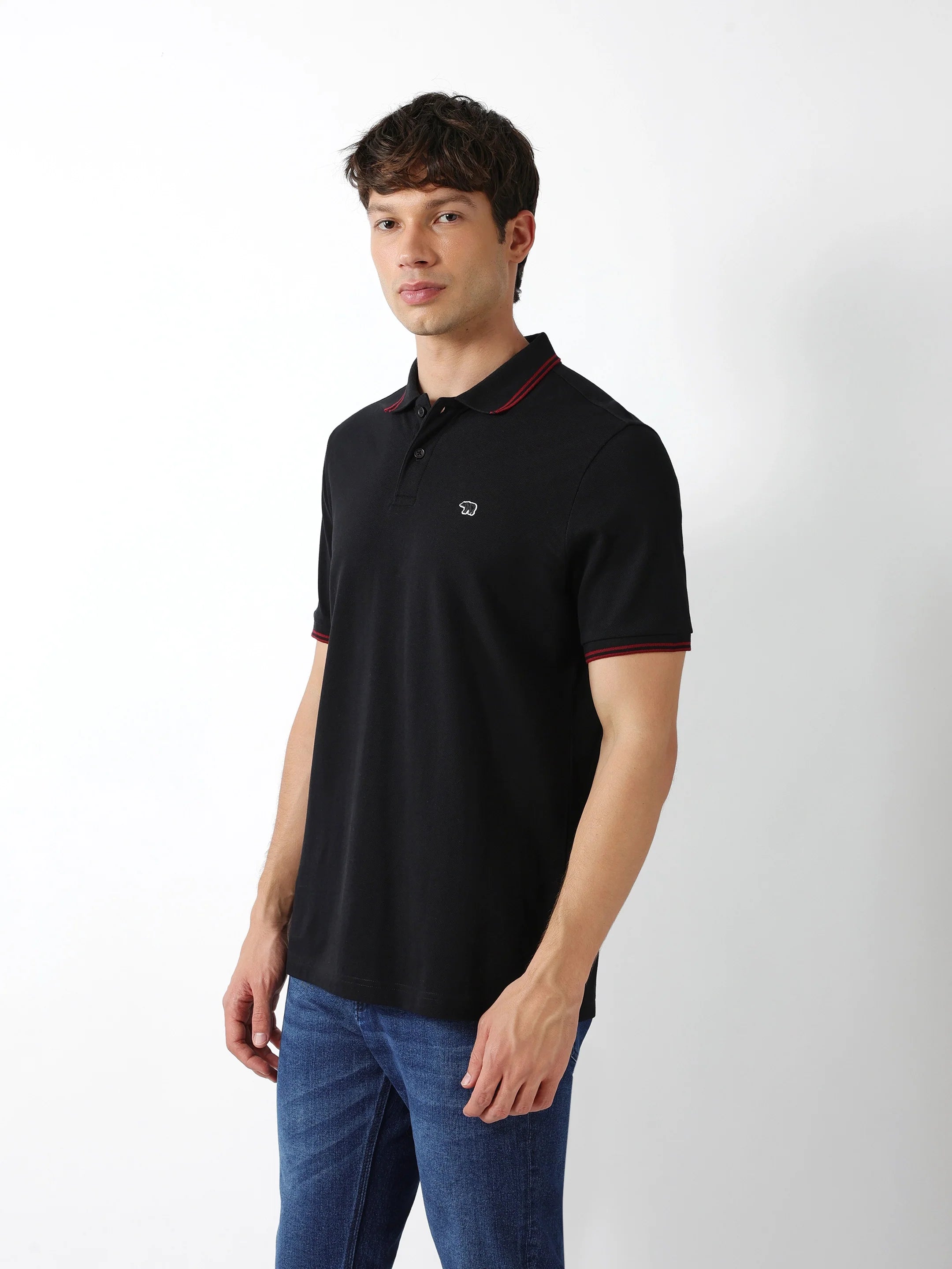 Men Black Solid Polo
