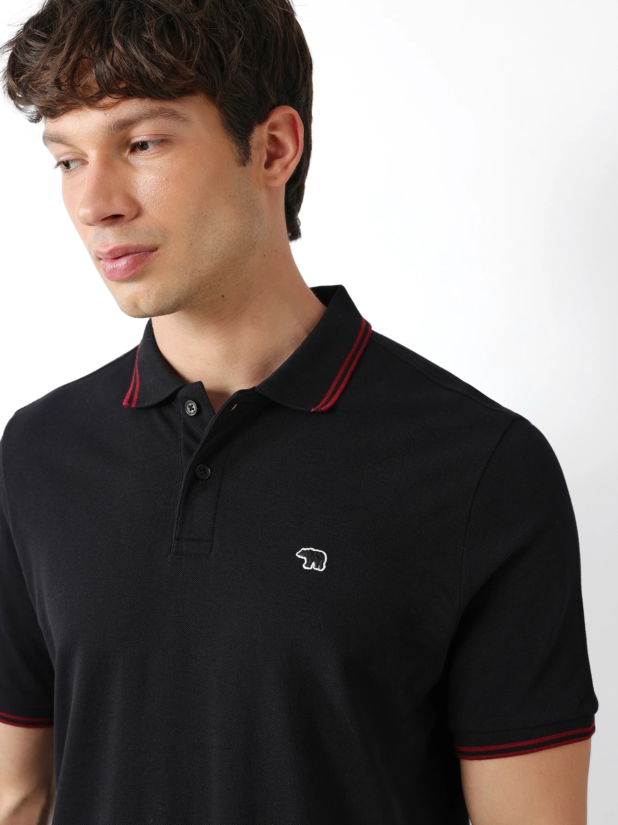 Men Black Solid Polo