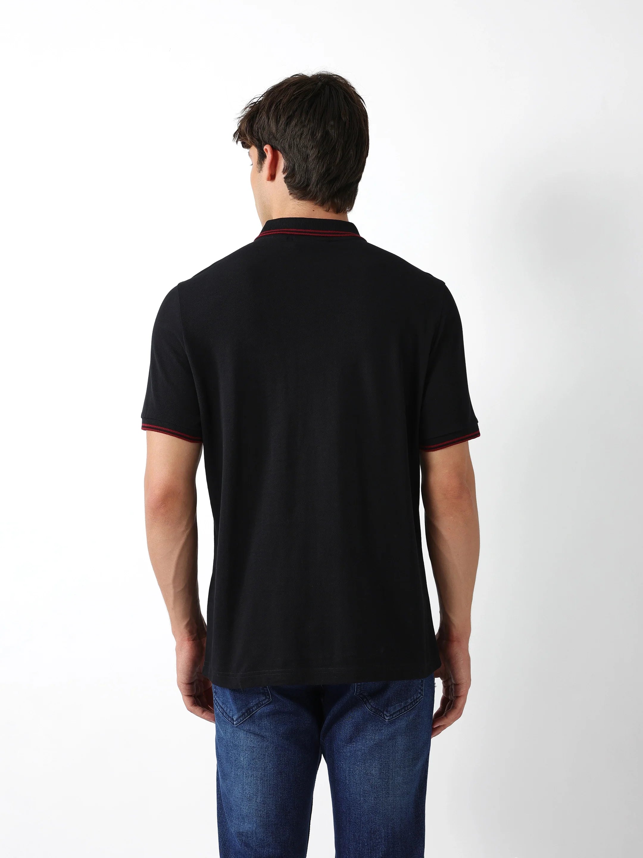 Men Black Solid Polo