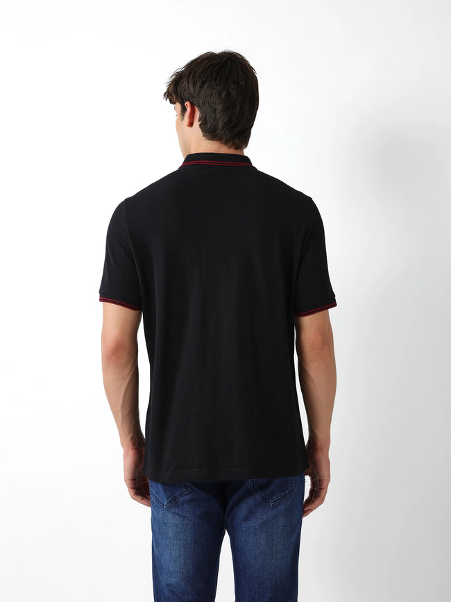 Men Black Solid Polo