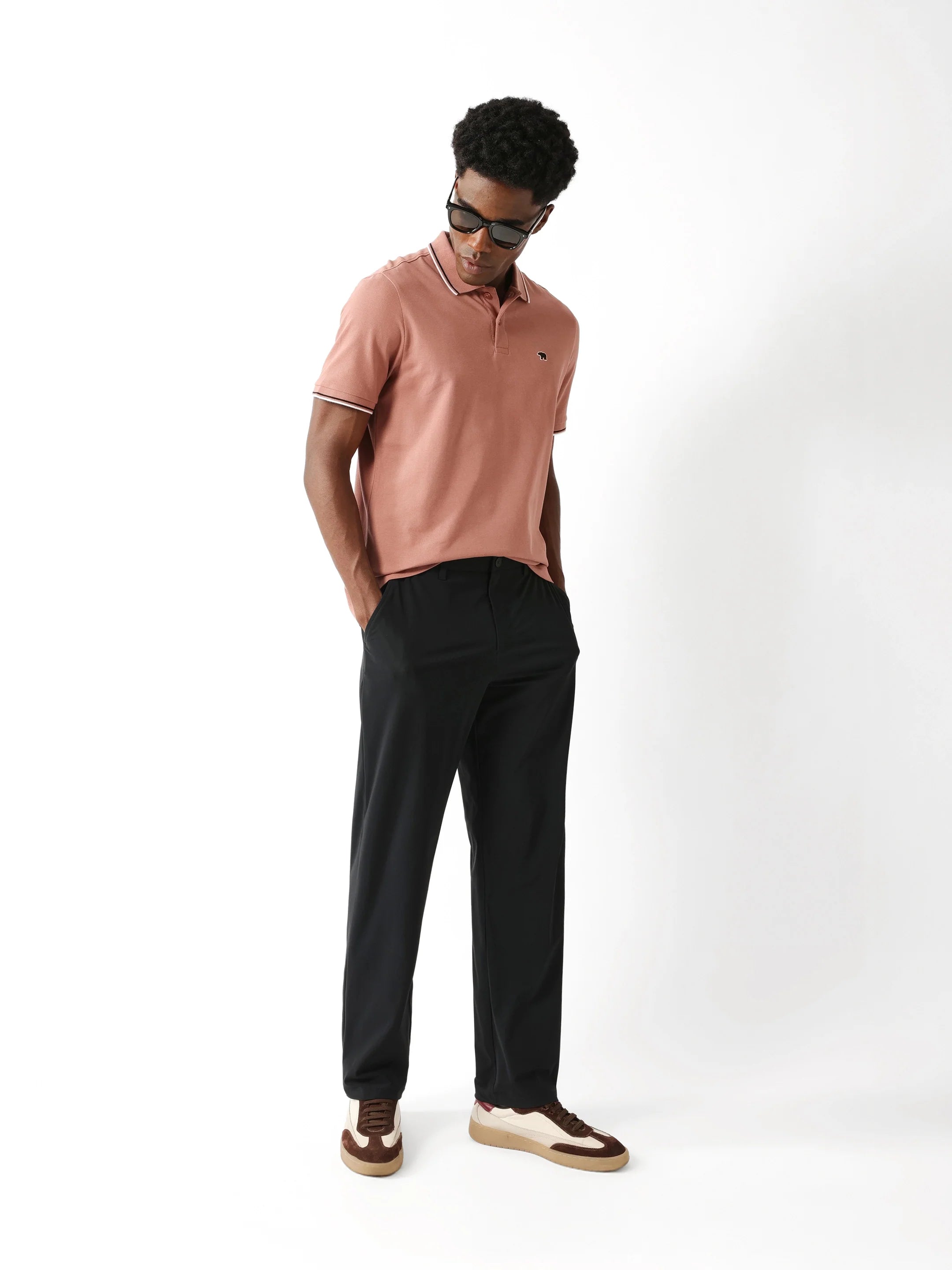 Men Pink Solid Polo