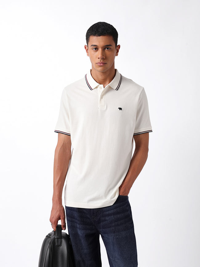Men Off White Regular Fit T-Shirt