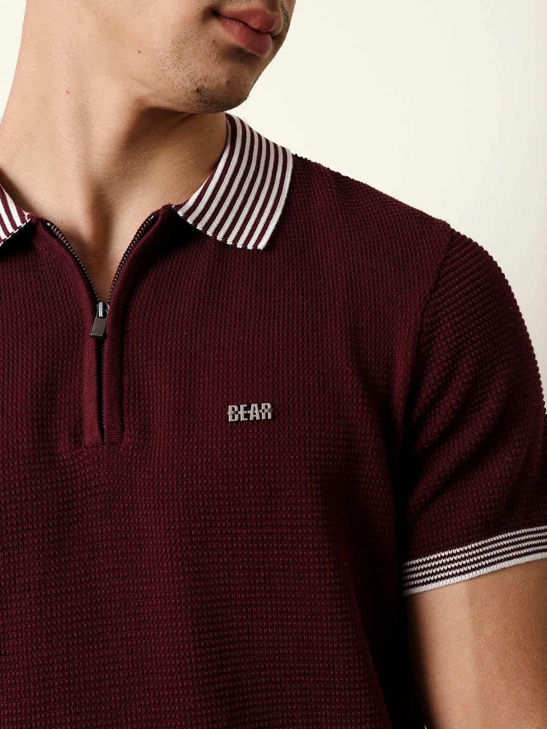 Men Marron Half Sleeve Polo T-Shirt