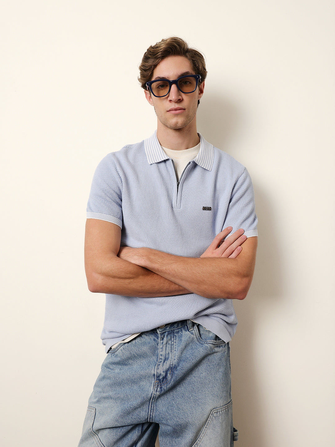 Men Blue Half Sleeve Polo T-Shirt