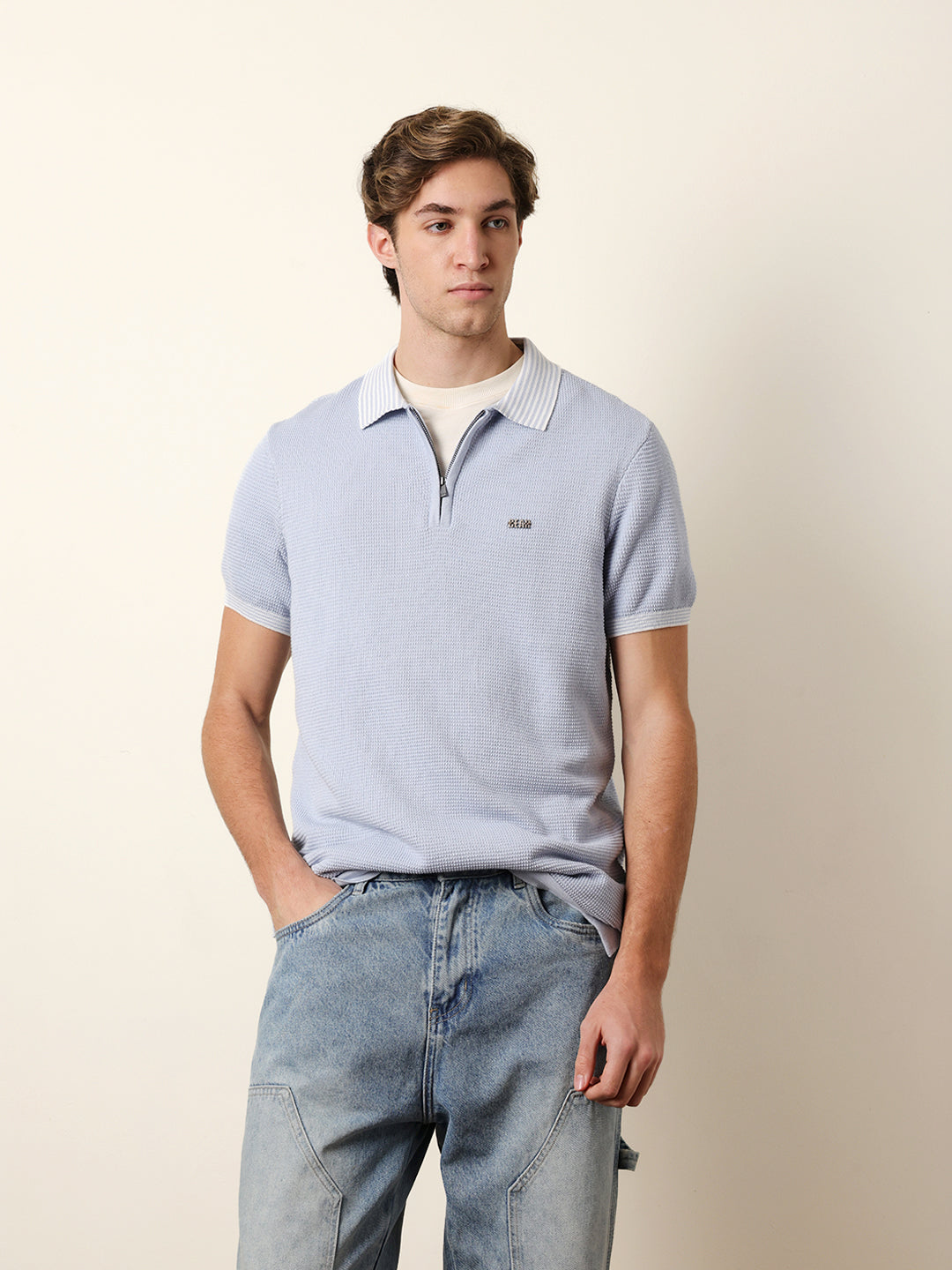 Men Blue Half Sleeve Polo T-Shirt