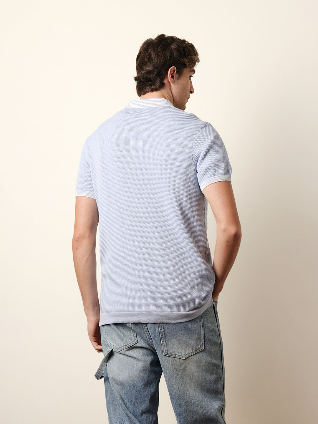 Men Blue Half Sleeve Polo T-Shirt