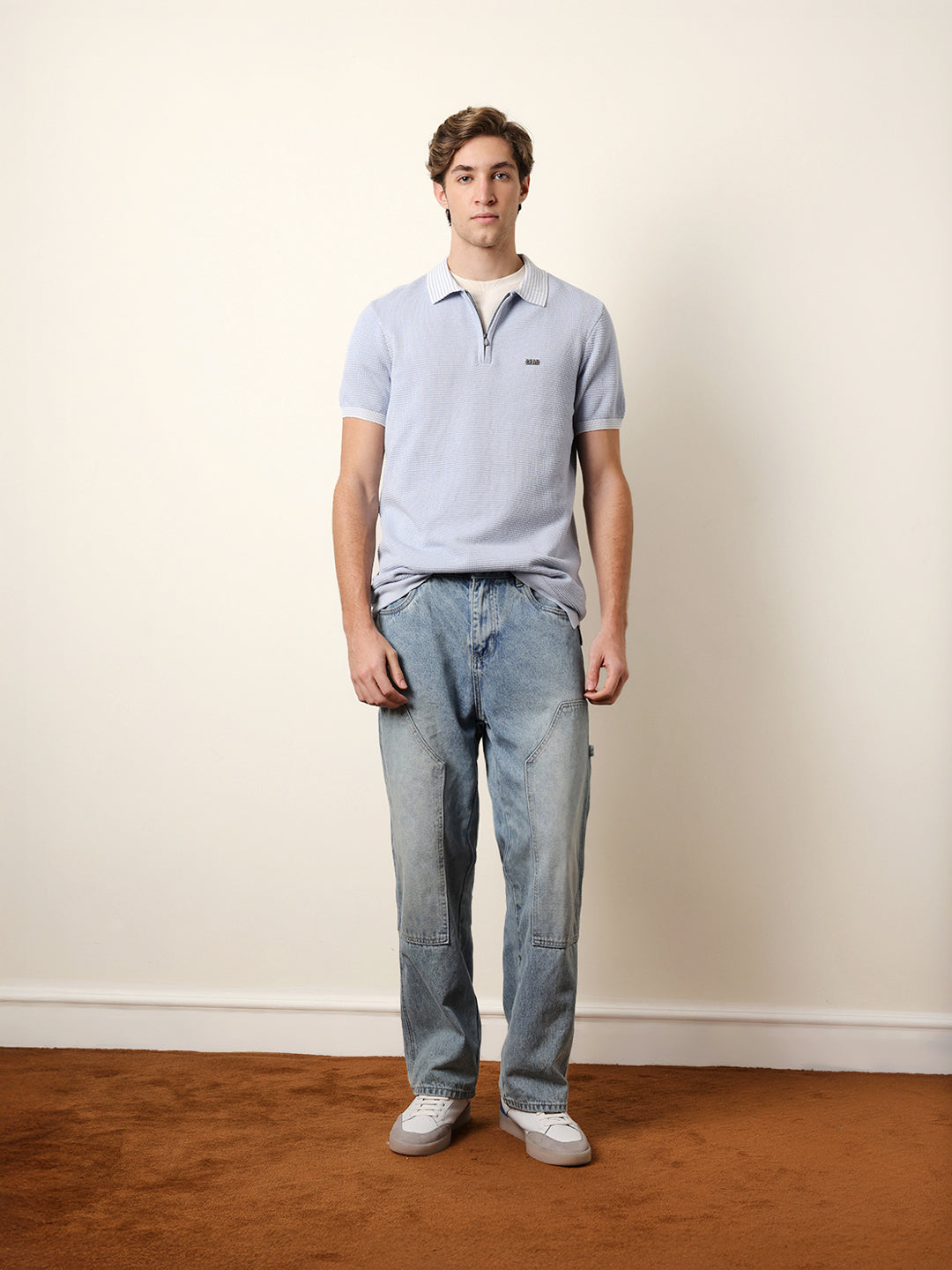 Men Blue Half Sleeve Polo T-Shirt