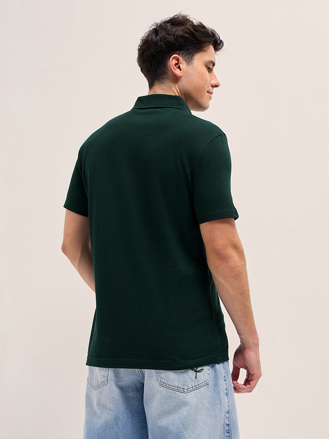 Men Dark Green Regular Fit Polo T-Shirt