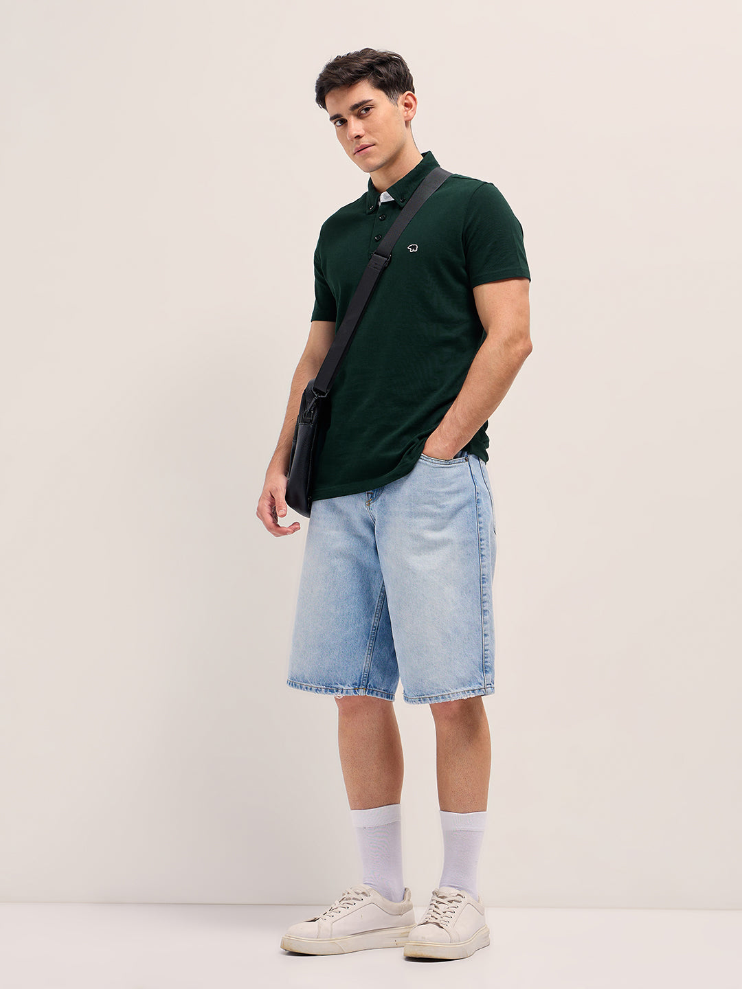 Men Dark Green Regular Fit Polo T-Shirt
