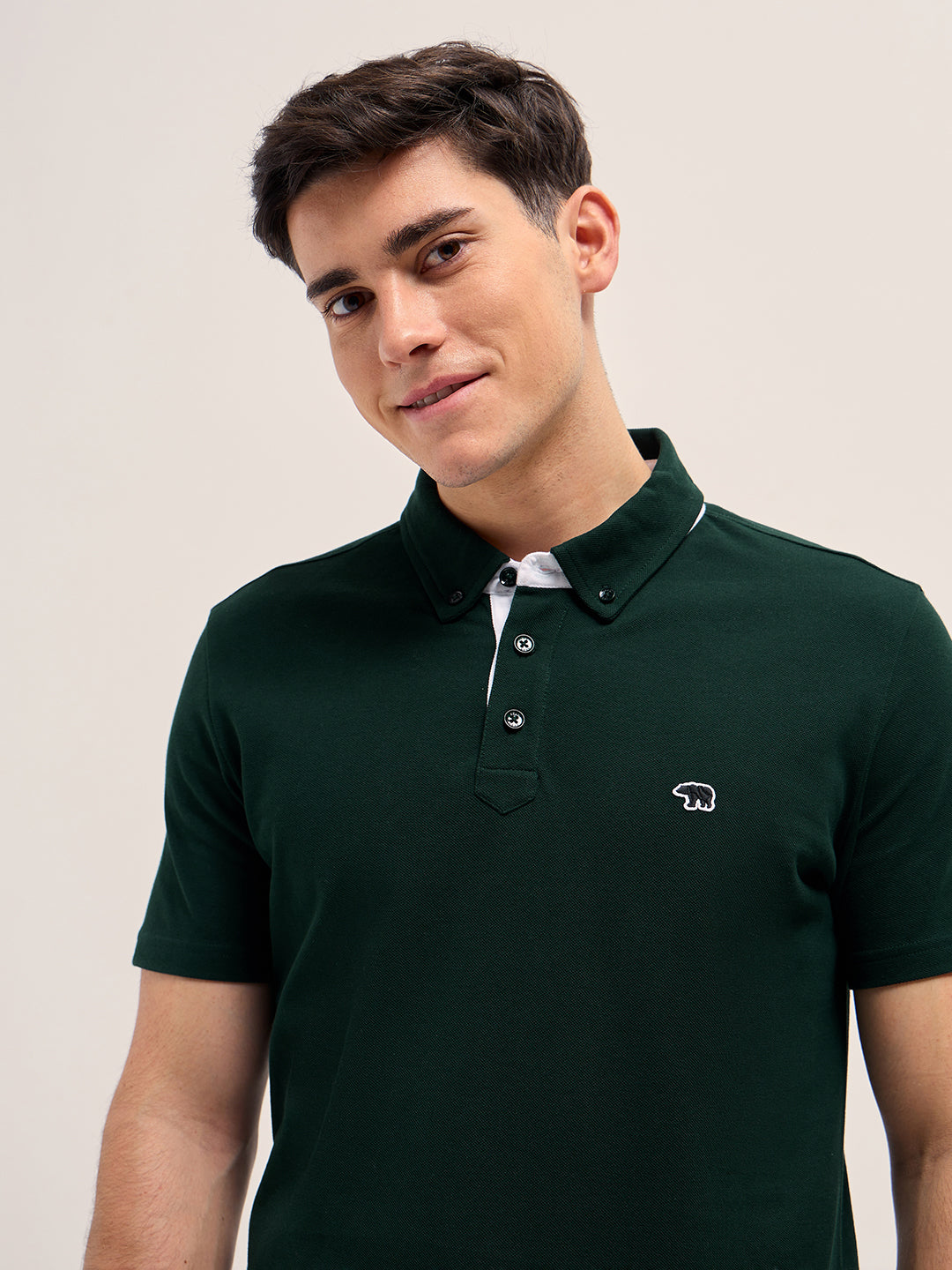 Men Dark Green Regular Fit Polo T-Shirt