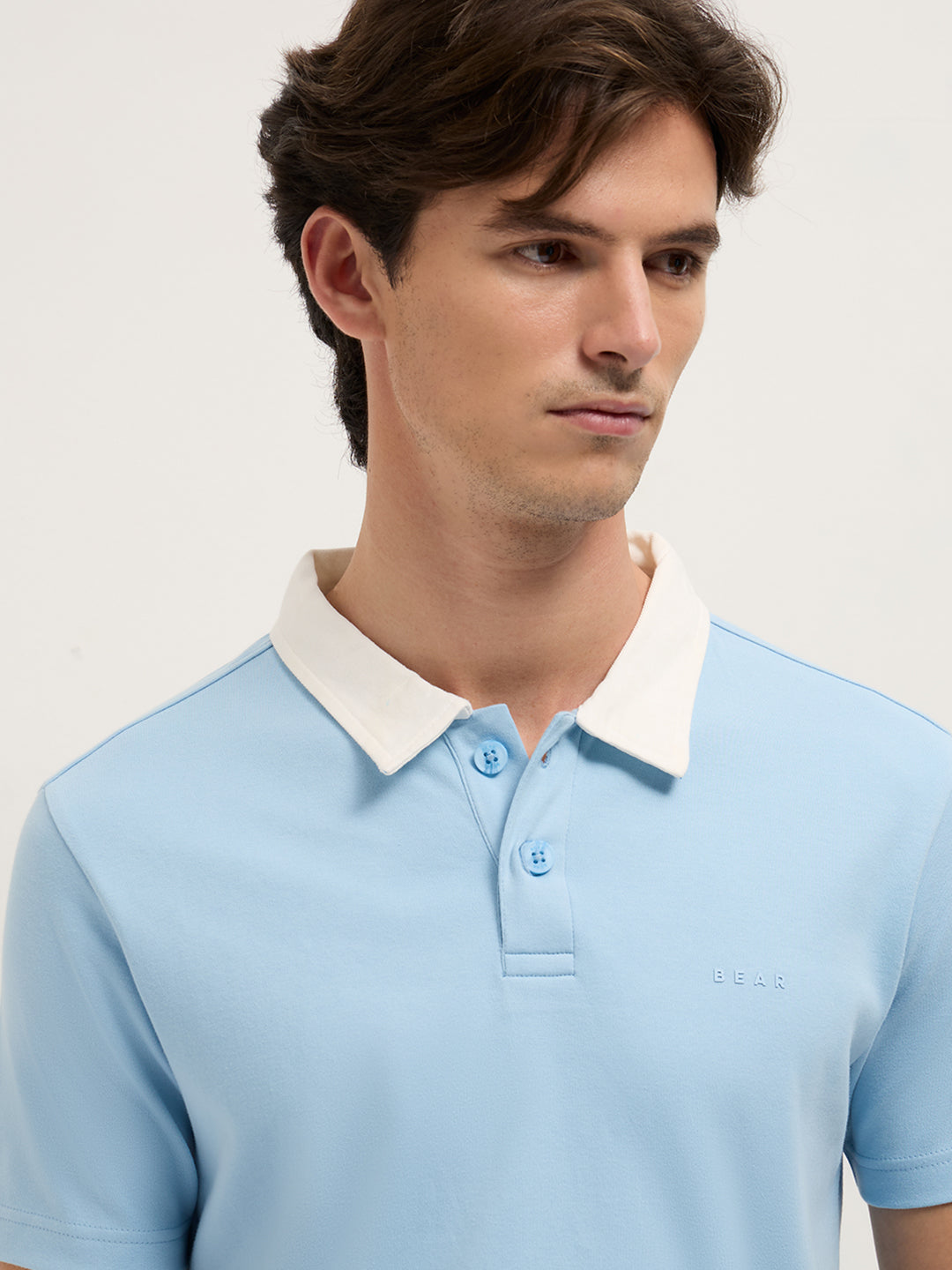 Men Blue Solid Slim Fit Polo