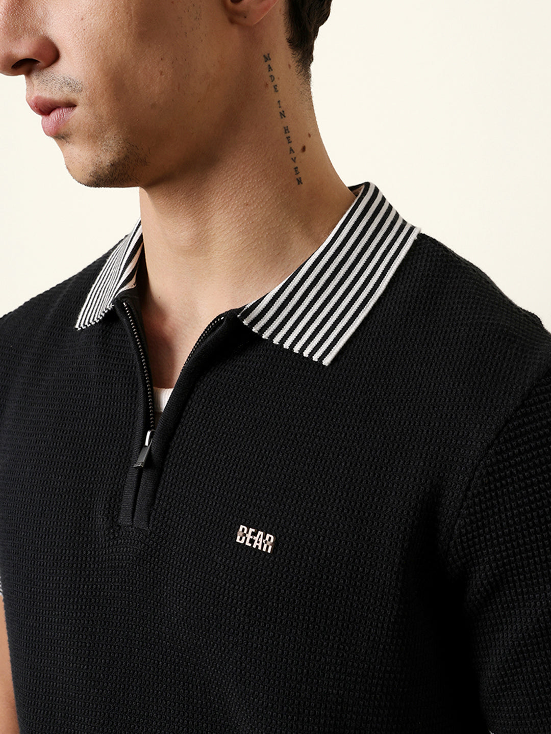 Men Black Half Sleeve Polo T-Shirt