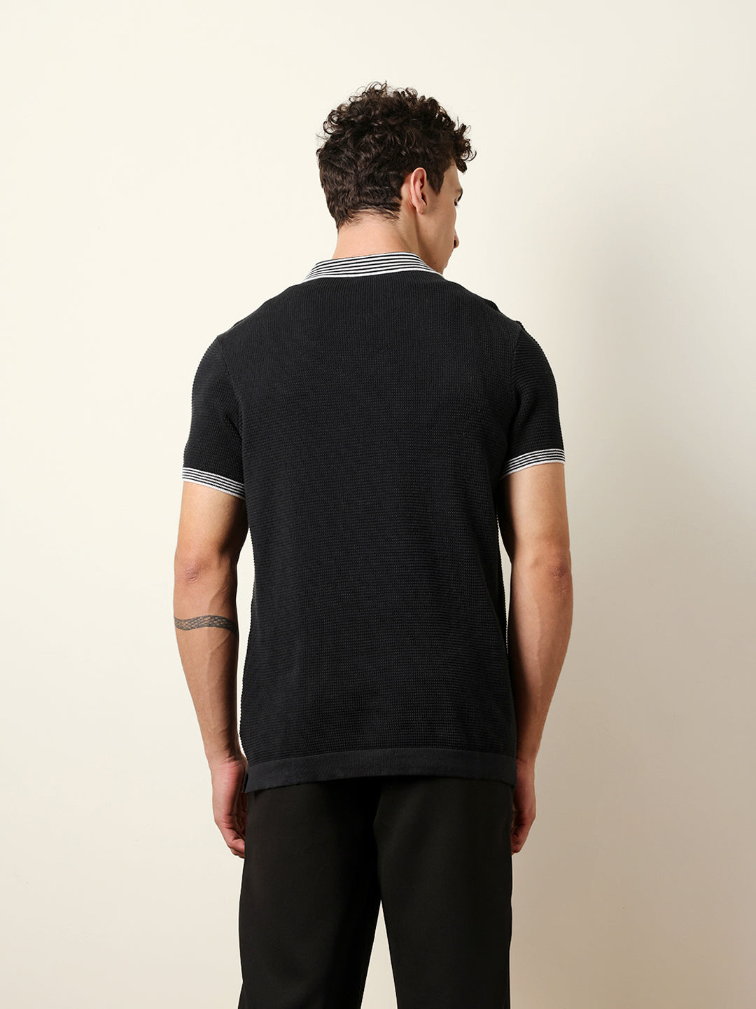 Men Black Half Sleeve Polo T-Shirt