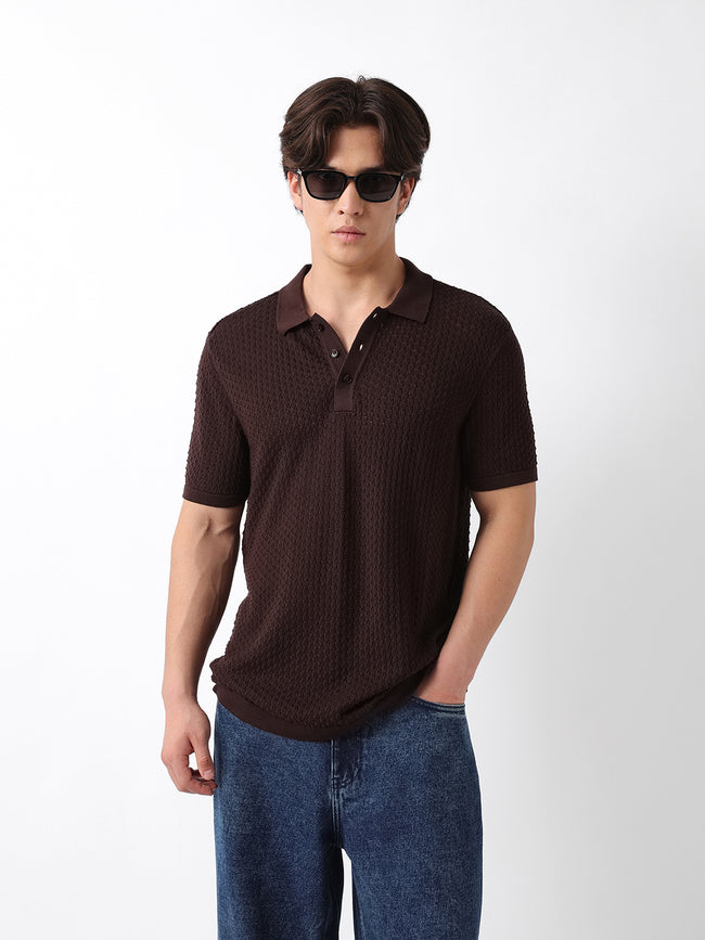 Men Brown Polo T-Shirt