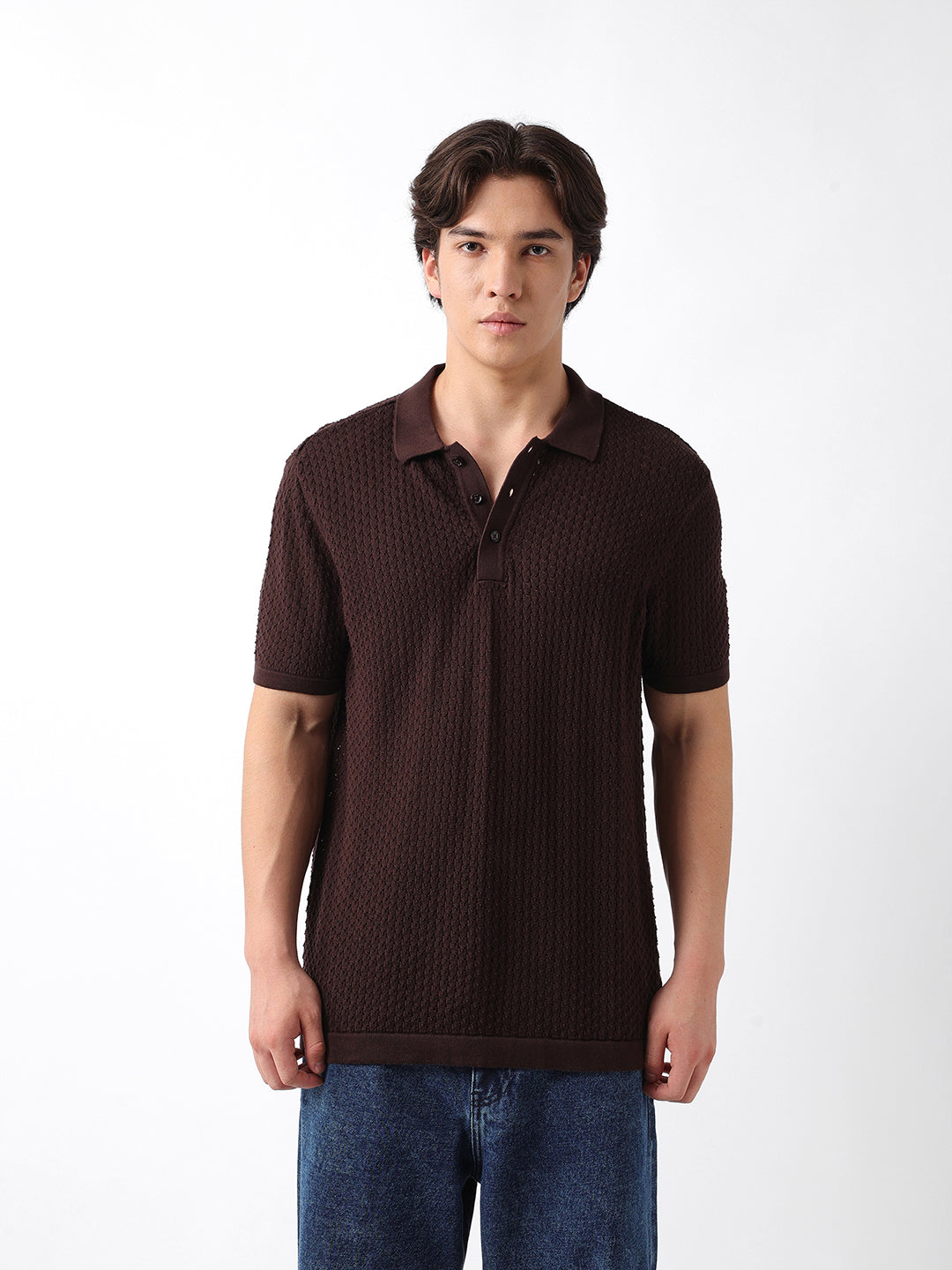 Men Brown Polo T-Shirt