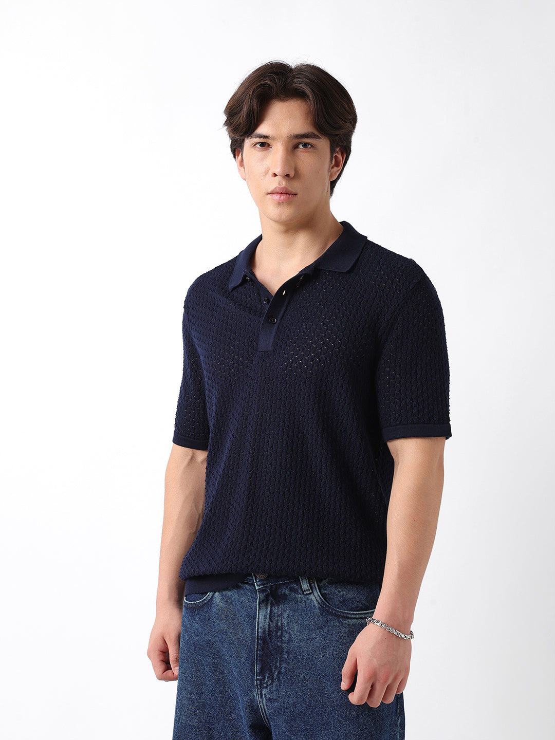 Men Navy Polo T-Shirt